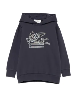 ETRO KIDS ペガサス刺繍フード付きパーカー ブルー - サムネイル1