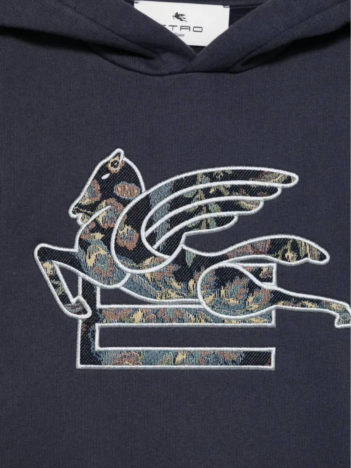 ETRO KIDS ペガサス刺繍フード付きパーカー ブルー - 画像3