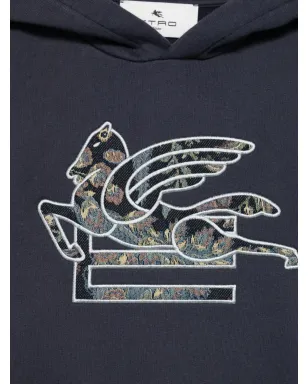 ETRO KIDS ペガサス刺繍フード付きパーカー ブルー - サムネイル3