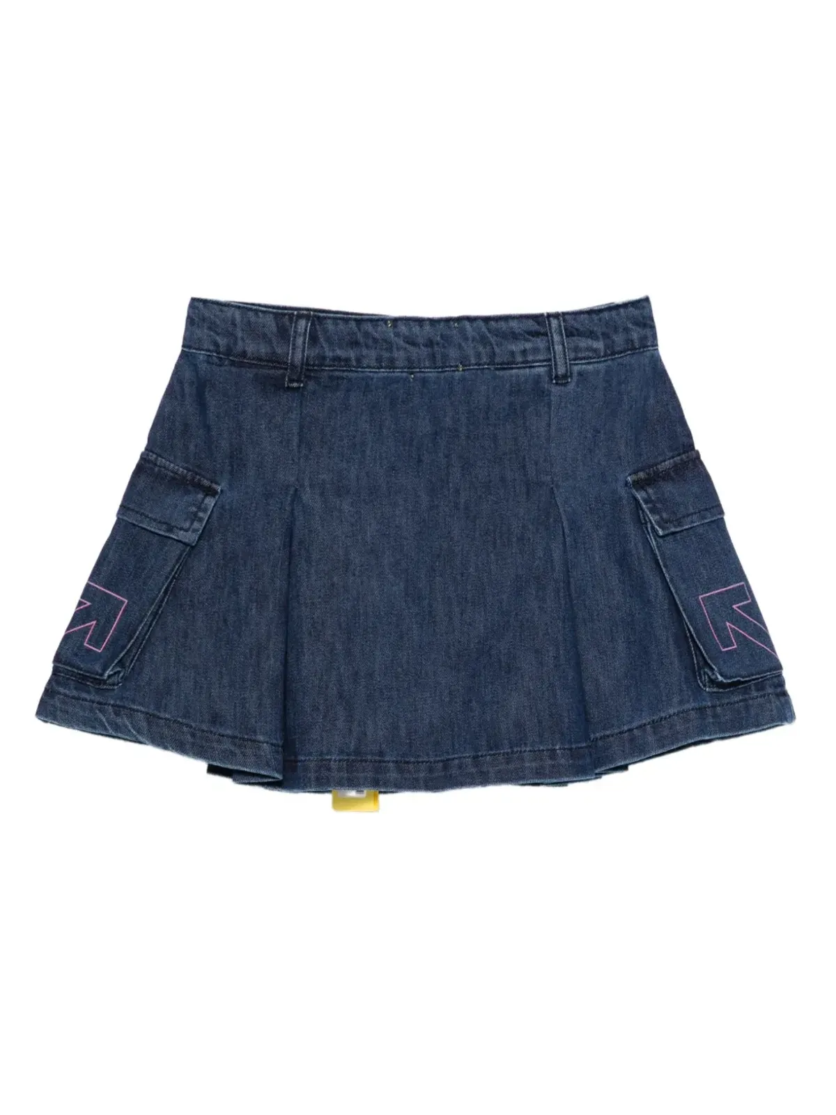 Off-White Kids プリーツ ロゴプリント デニムスカート - ブルー - 画像2