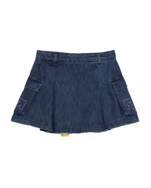 Off-White Kids プリーツ ロゴプリント デニムスカート - ブルー - サムネイル2