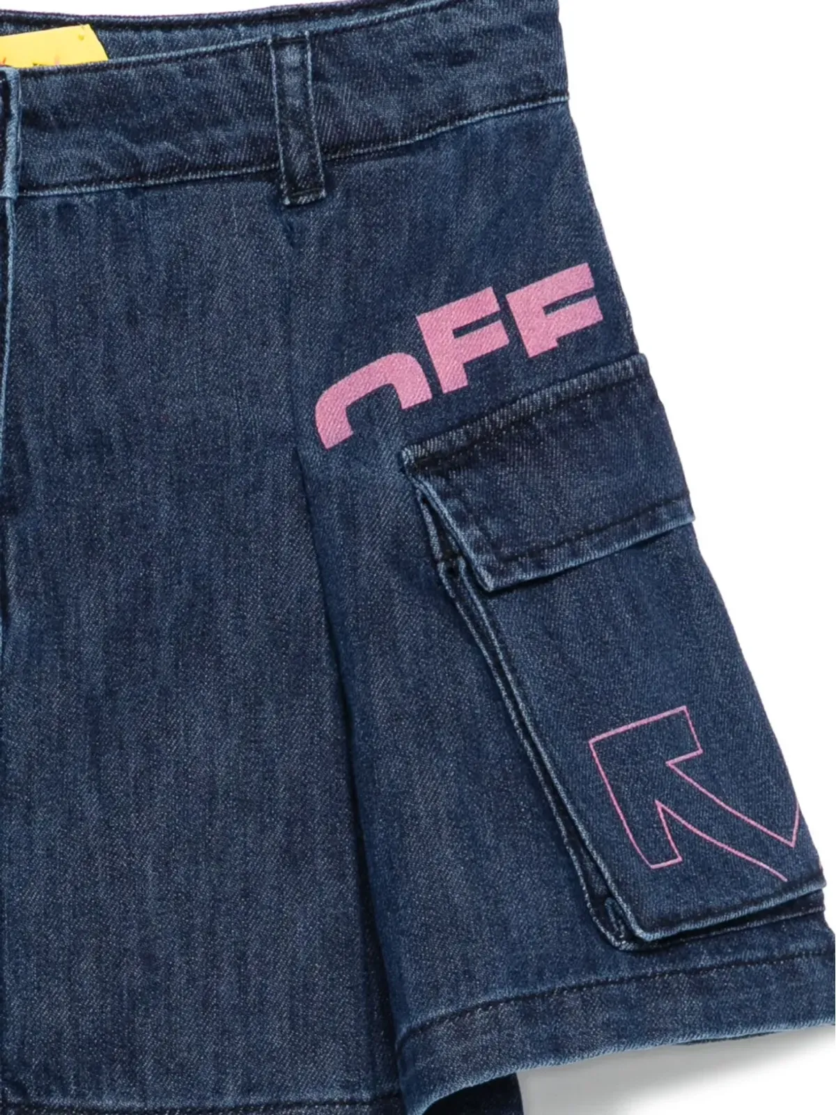 Off-White Kids プリーツ ロゴプリント デニムスカート - ブルー - 画像3