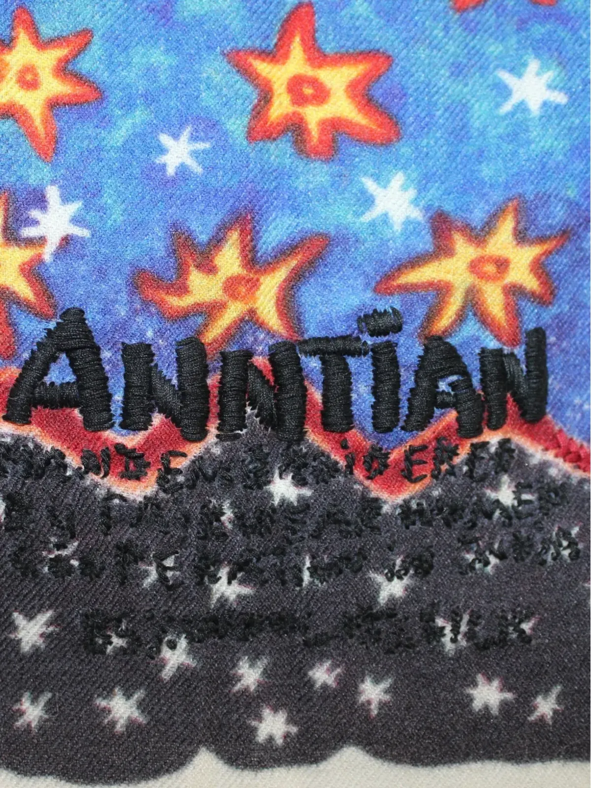 Anntian 星柄刺繍スカーフ（ブルー） - 画像2
