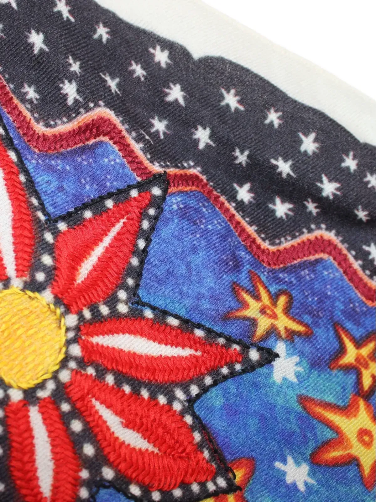 Anntian 星柄刺繍スカーフ（ブルー） - 画像3
