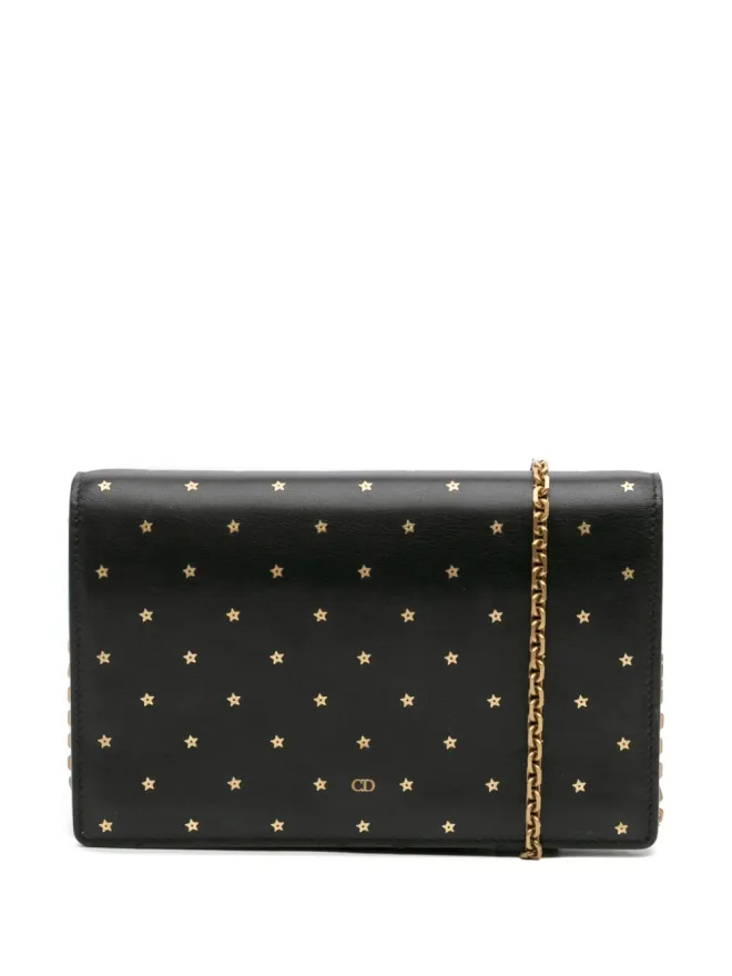 Christian Dior Pre-Owned Christian Dior Pre-Owned 2017 エンボス加工 カーフスキン スターズ ウォレット・オン・チェーン クロスボディバッグ - ブラックの商品画像