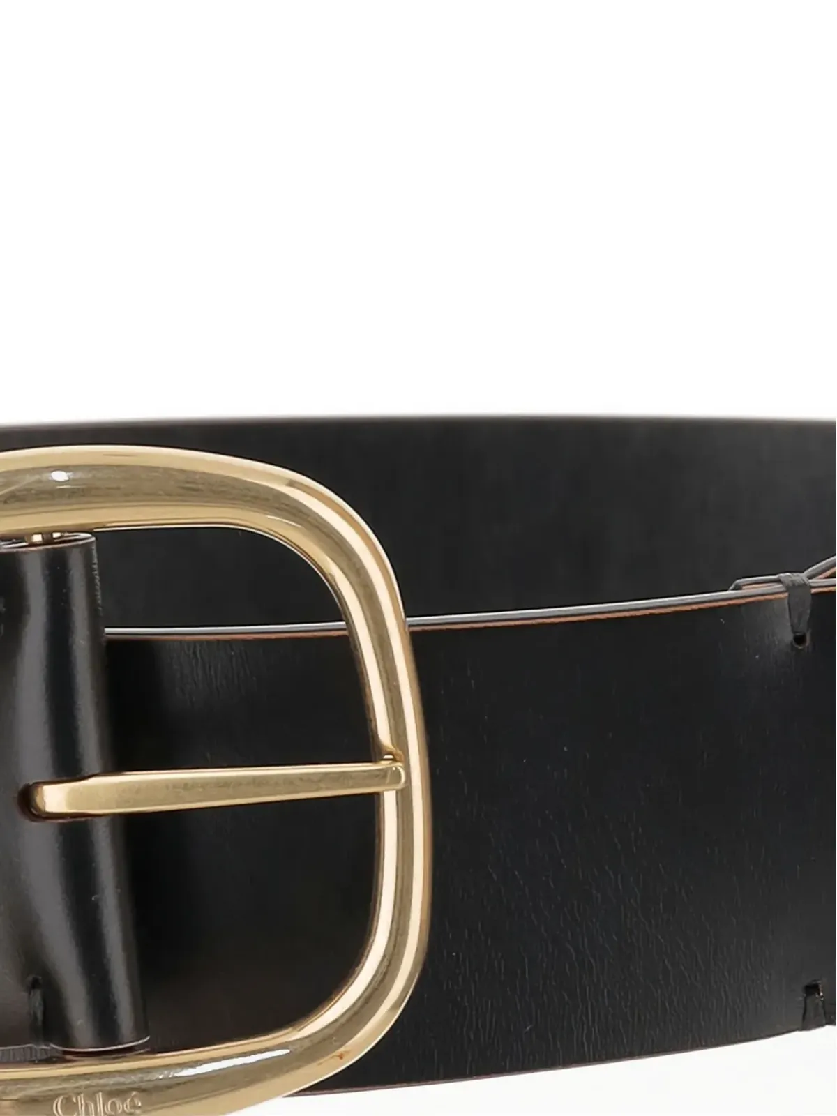 Chloé レザー ラウンドバックル ベルト - 画像3