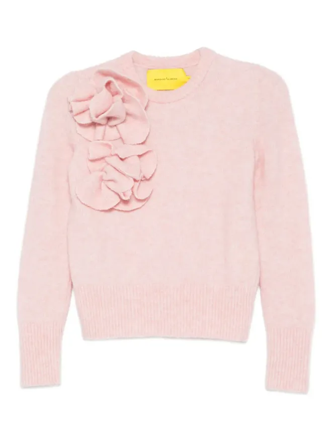 Marques ' Almeida Marques'Almeida ピンクの花のアップリケ付きクルーネックセーターの商品画像