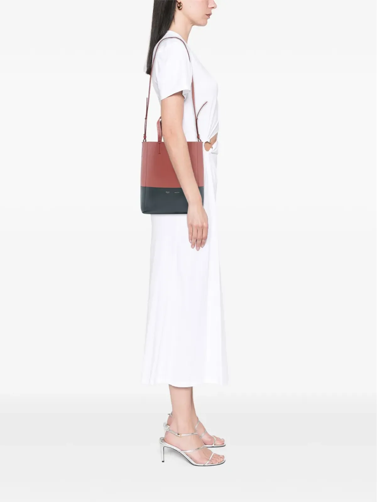 Celine Pre-Owned 2017年製 小型バイカラー レザー縦型カバス・サッチェル - ブラック - 画像2