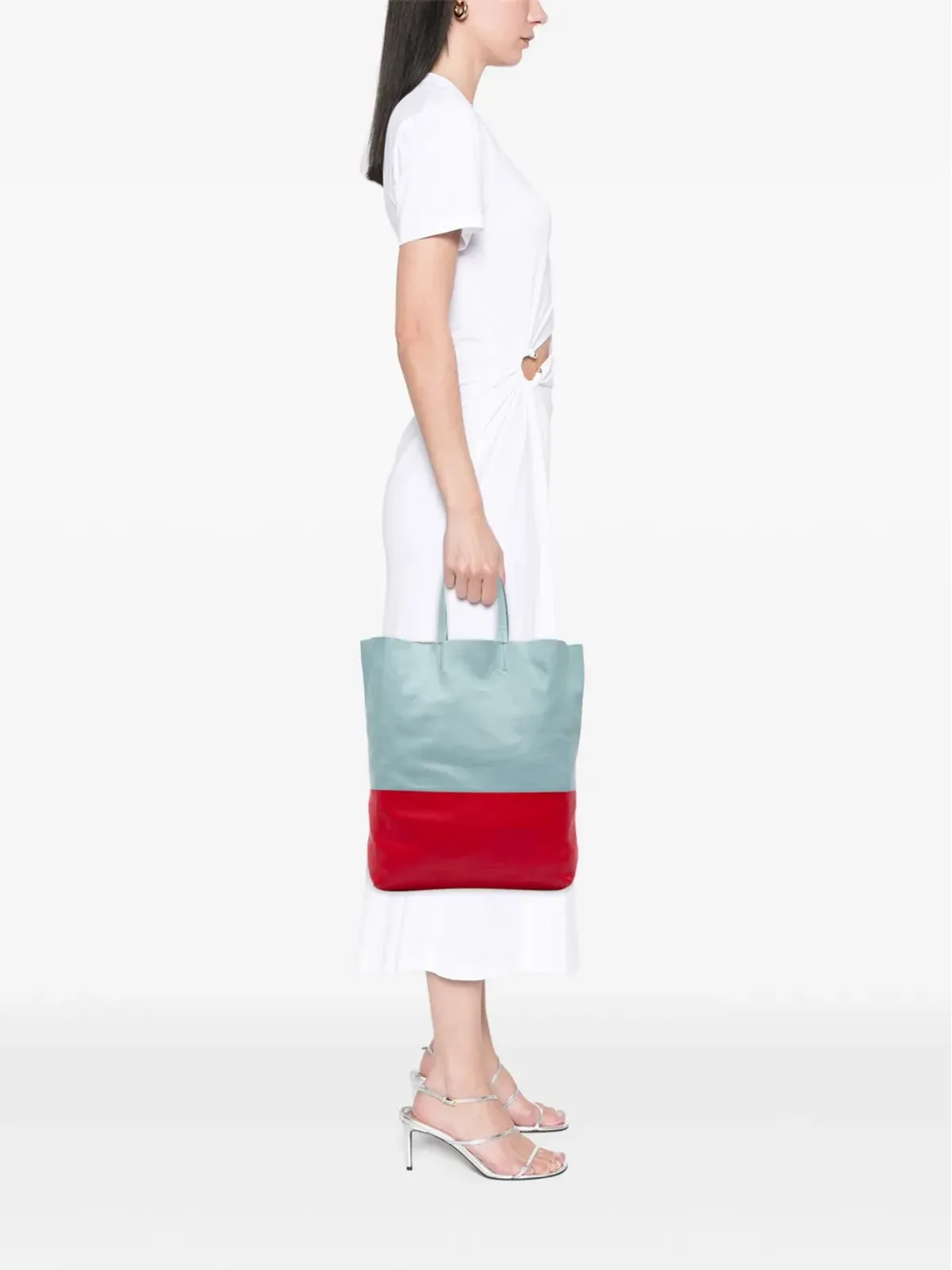 Celine Pre-Owned 2012 バイカラー レザー 縦型カバス トート ブルー - 画像2