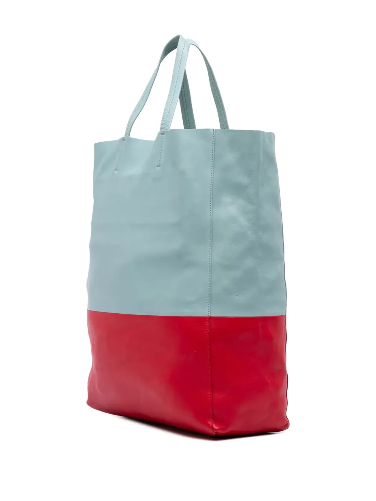 Celine Pre-Owned 2012 バイカラー レザー 縦型カバス トート ブルー - 画像3