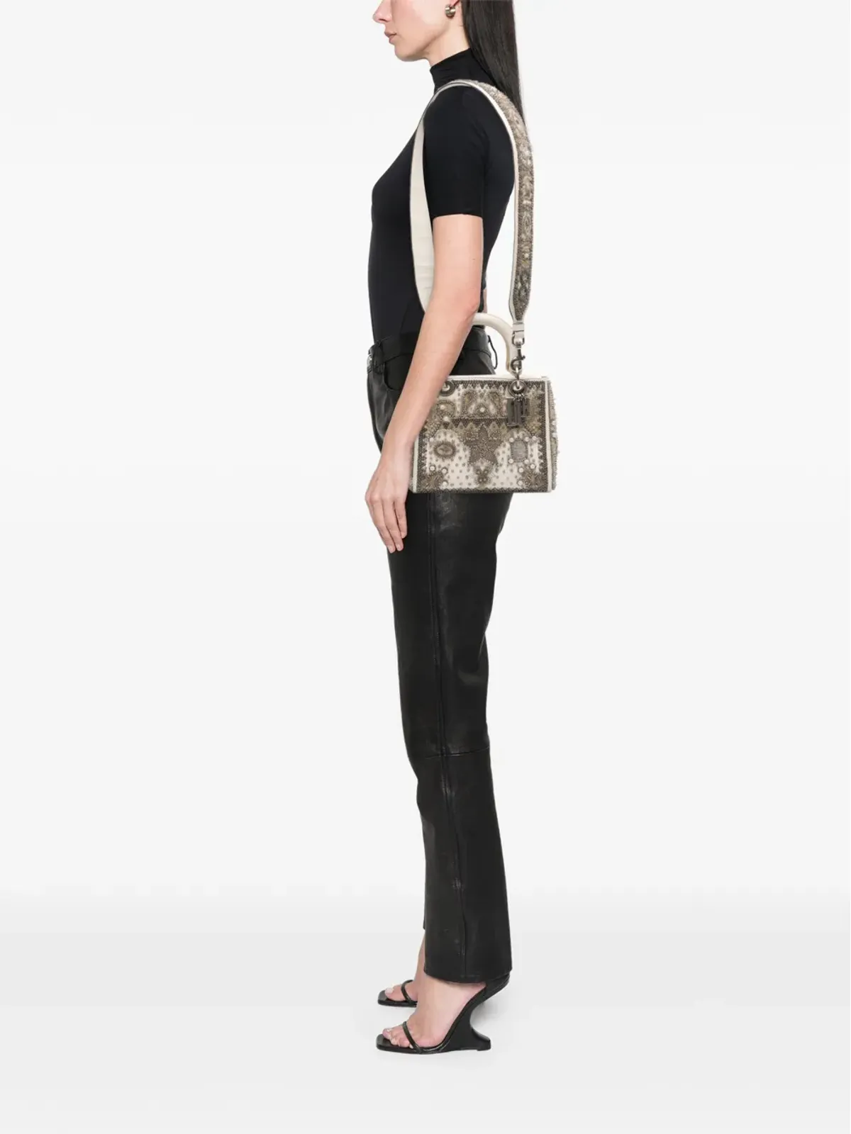 Christian Dior Pre-Owned レディ D ライト ラムスキン エンブロイデッド＆ビーズ付き サッチェル - ブラウン - 画像2