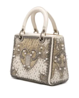 Christian Dior Pre-Owned レディ D ライト ラムスキン エンブロイデッド＆ビーズ付き サッチェル - ブラウン - サムネイル3