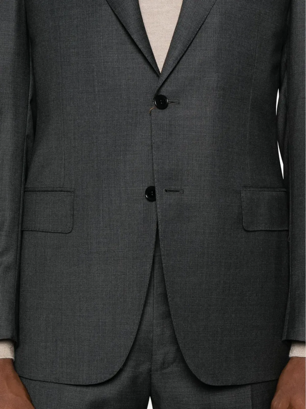 Canali ノッチド・ラペル・ツーピーススーツ（ブラック） - 画像4