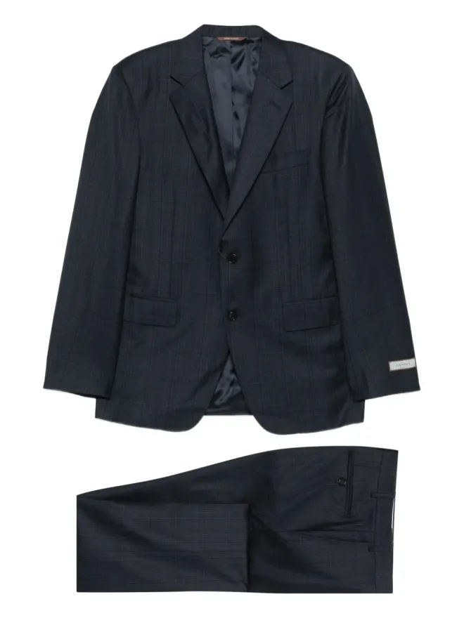 Canali Canali チェック柄ウールスーツ ブラックの商品画像