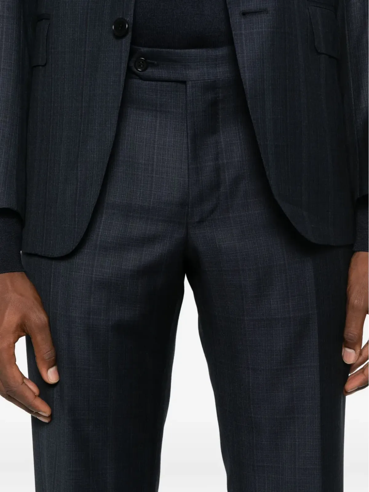 Canali チェック柄ウールスーツ ブラック - 画像5