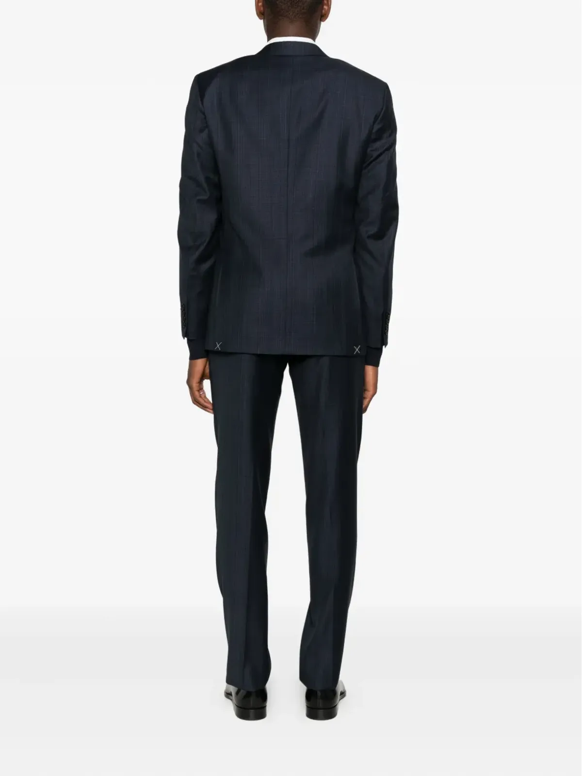 Canali チェック柄ウールスーツ ブラック - 画像3