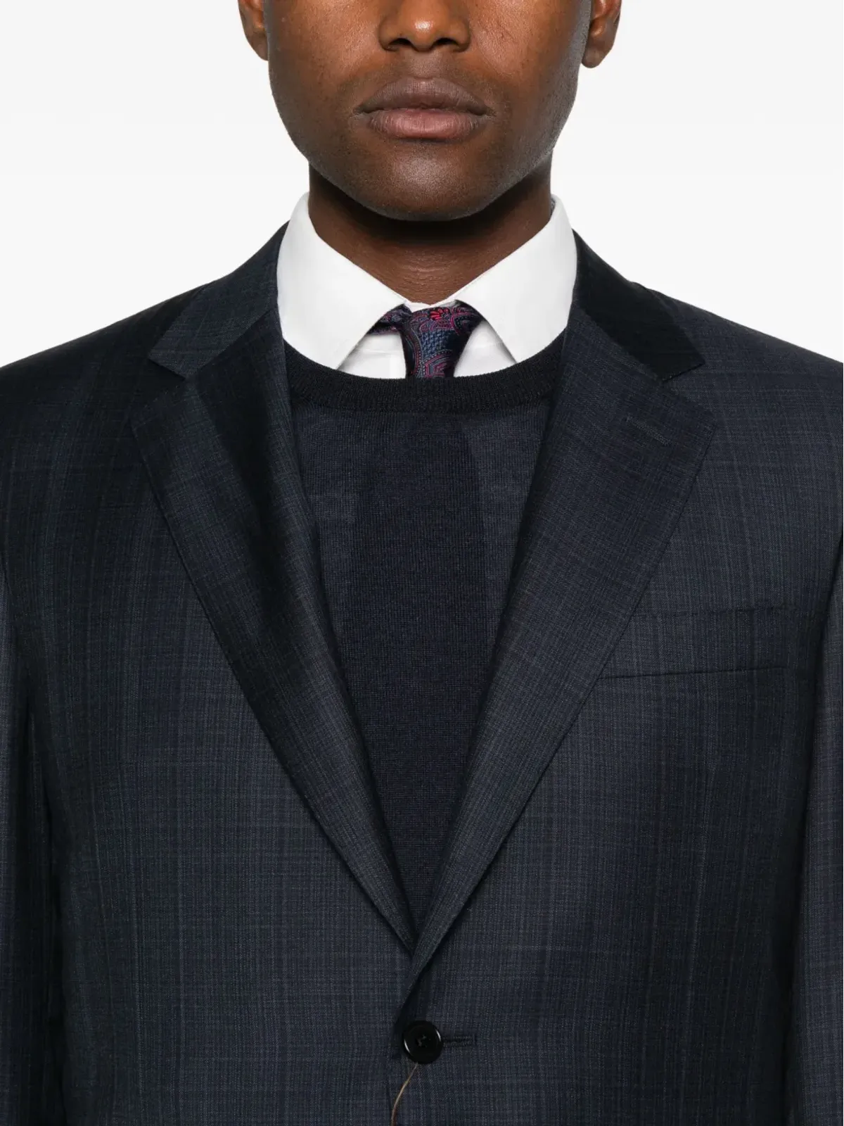 Canali チェック柄ウールスーツ ブラック - 画像4