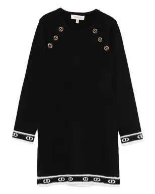 TWINSET Kids オーバルTロゴ ニットワンピース ブラック - サムネイル1
