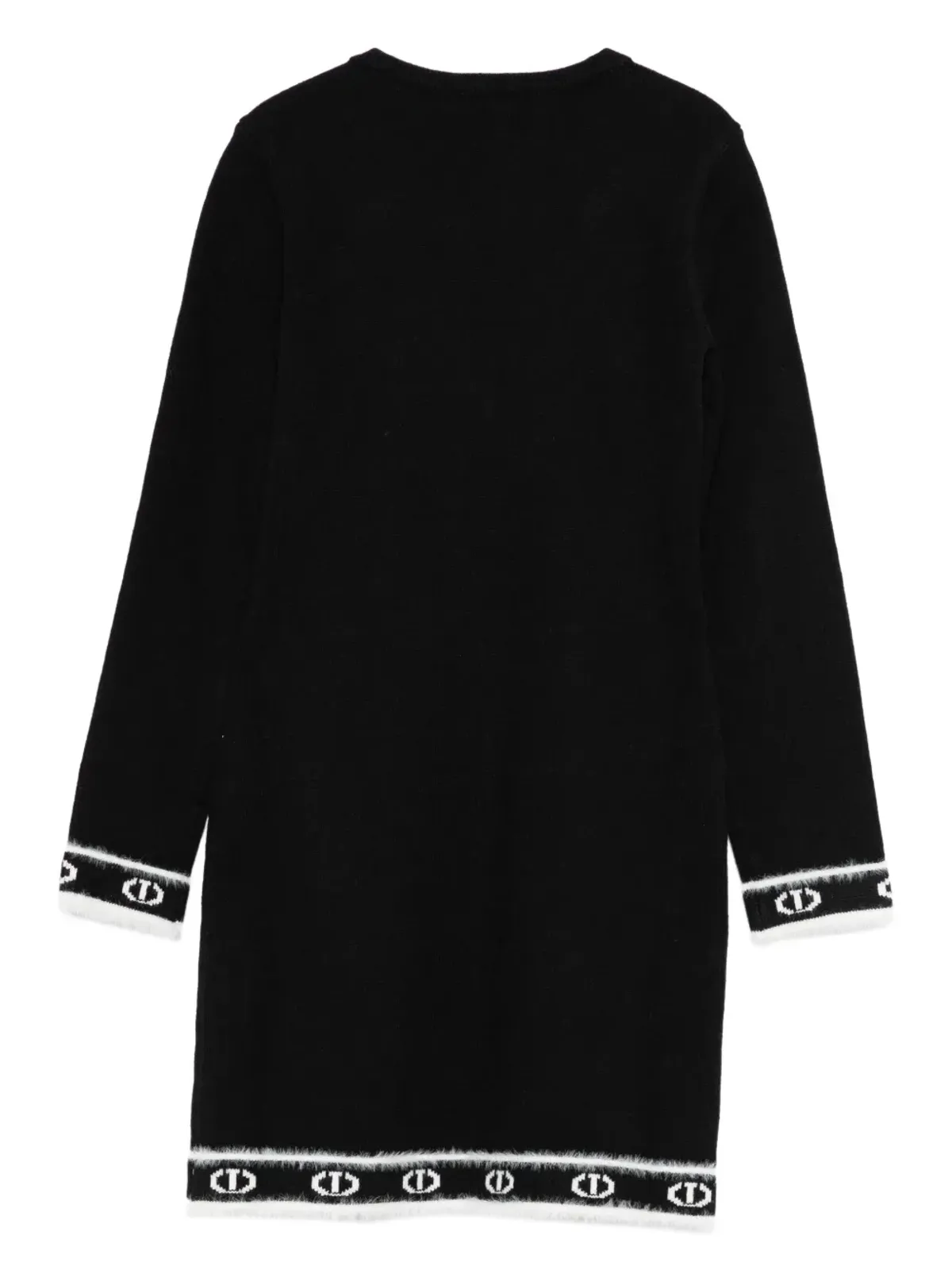 TWINSET Kids オーバルTロゴ ニットワンピース ブラック - 画像2