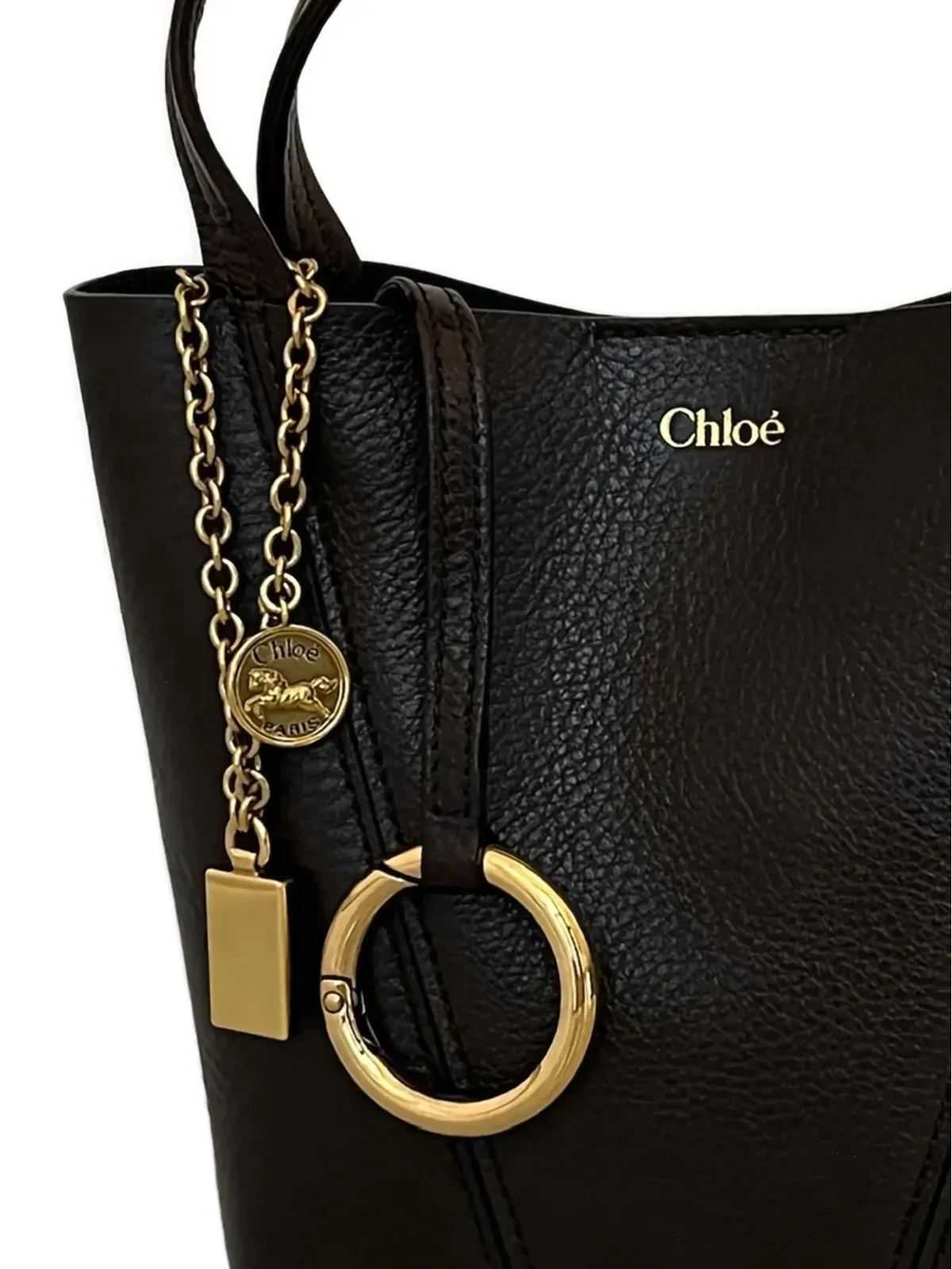 Chloé レザー トリム チェーンディテール ショルダーバッグ - ブラック - 画像2