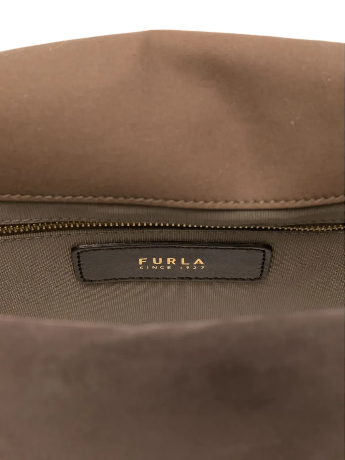 Furla Domus 円形ディテール レザー ショルダーバッグ ブラウン - 画像5