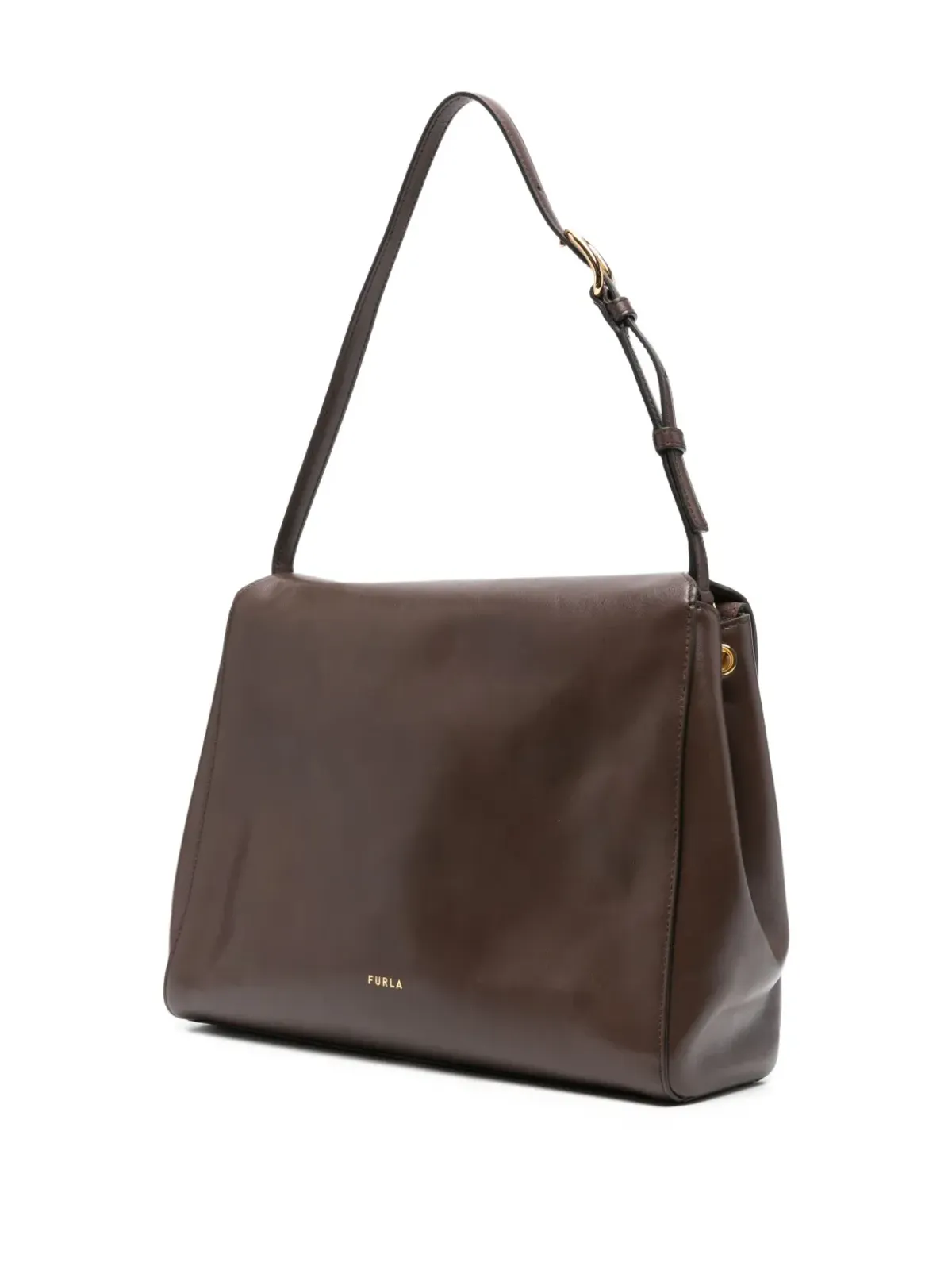 Furla Domus 円形ディテール レザー ショルダーバッグ ブラウン - 画像3