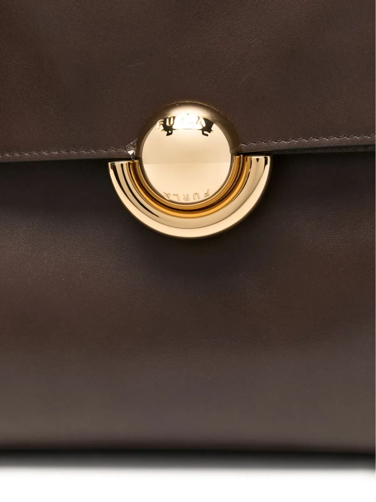 Furla Domus 円形ディテール レザー ショルダーバッグ ブラウン - 画像4