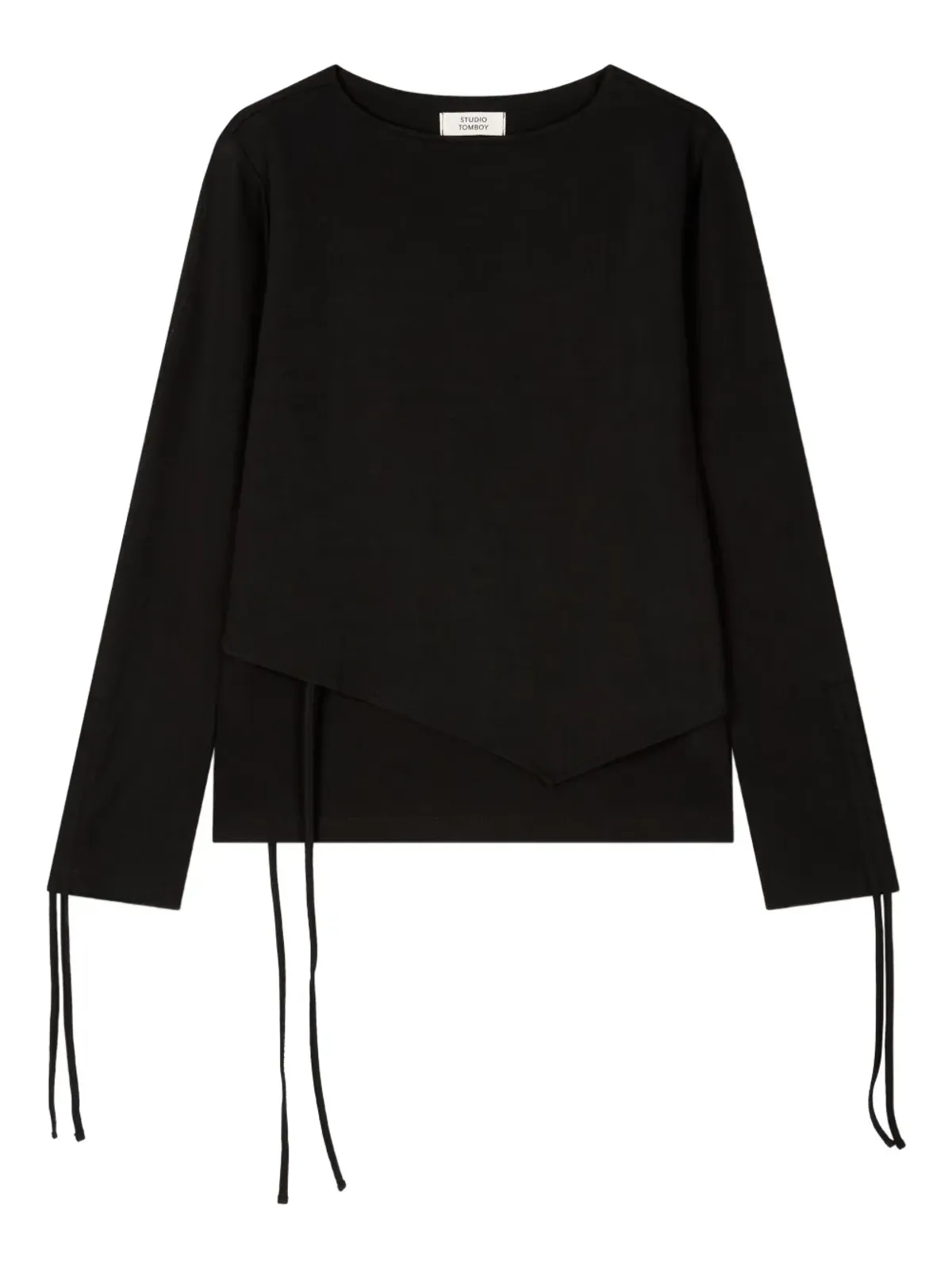 TOMBOY strap-detail layered T-shirt - Black - 画像1