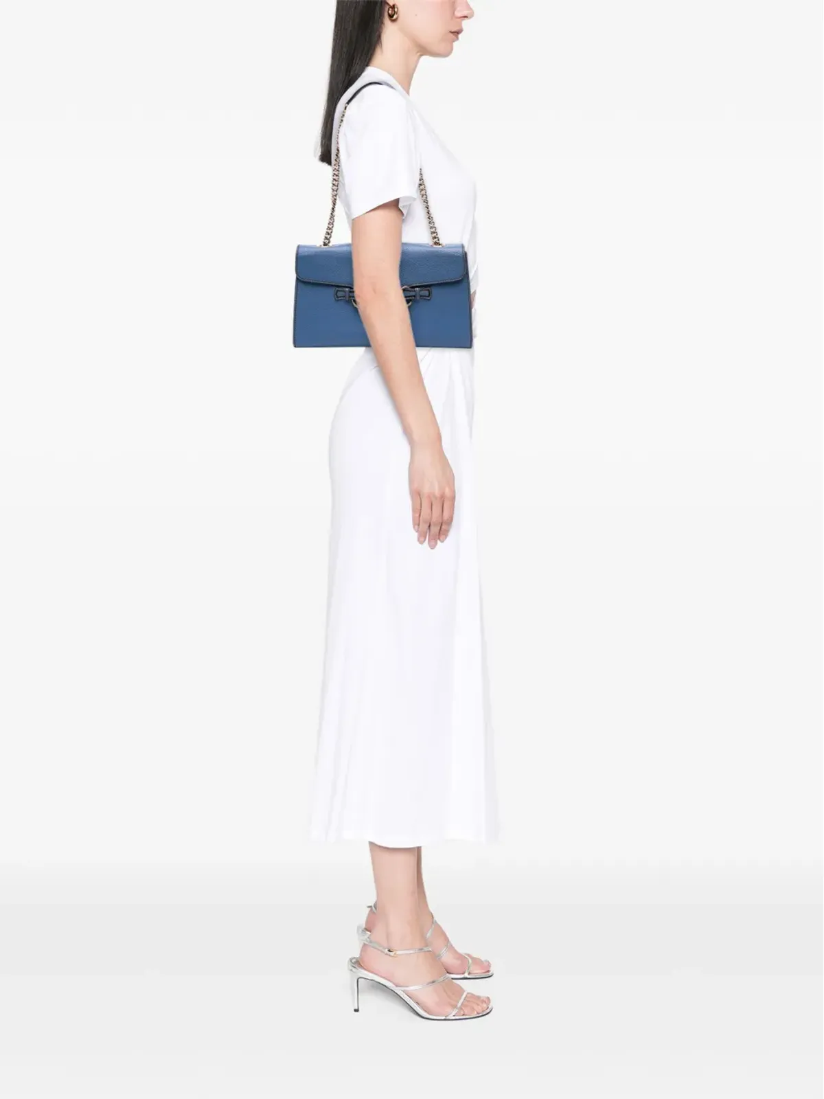 Gucci ビンテージ エミリー レザー ショルダーバッグ ブルー - 画像2