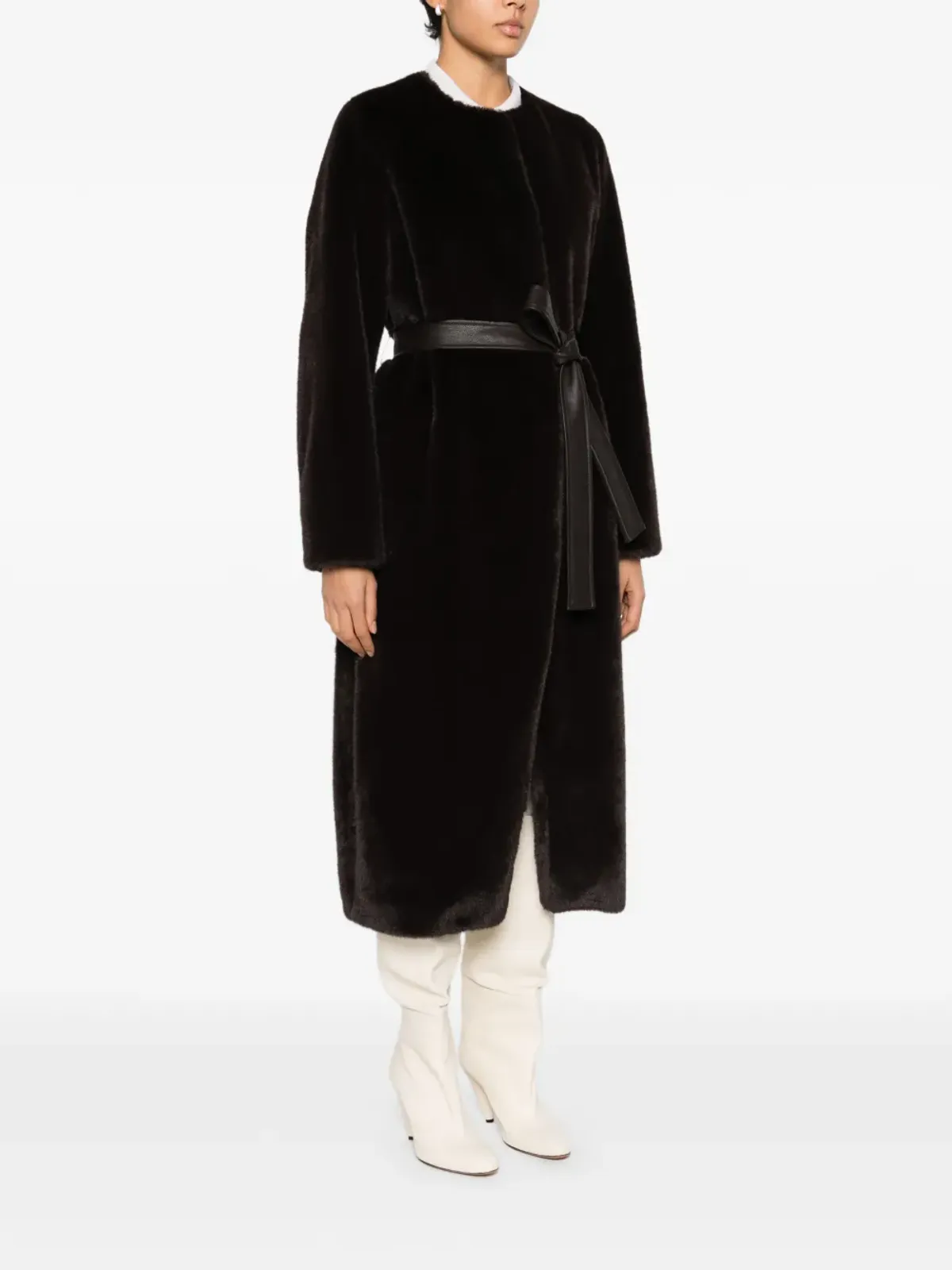 Vanessa Bruno belted coat - Brown - 画像3