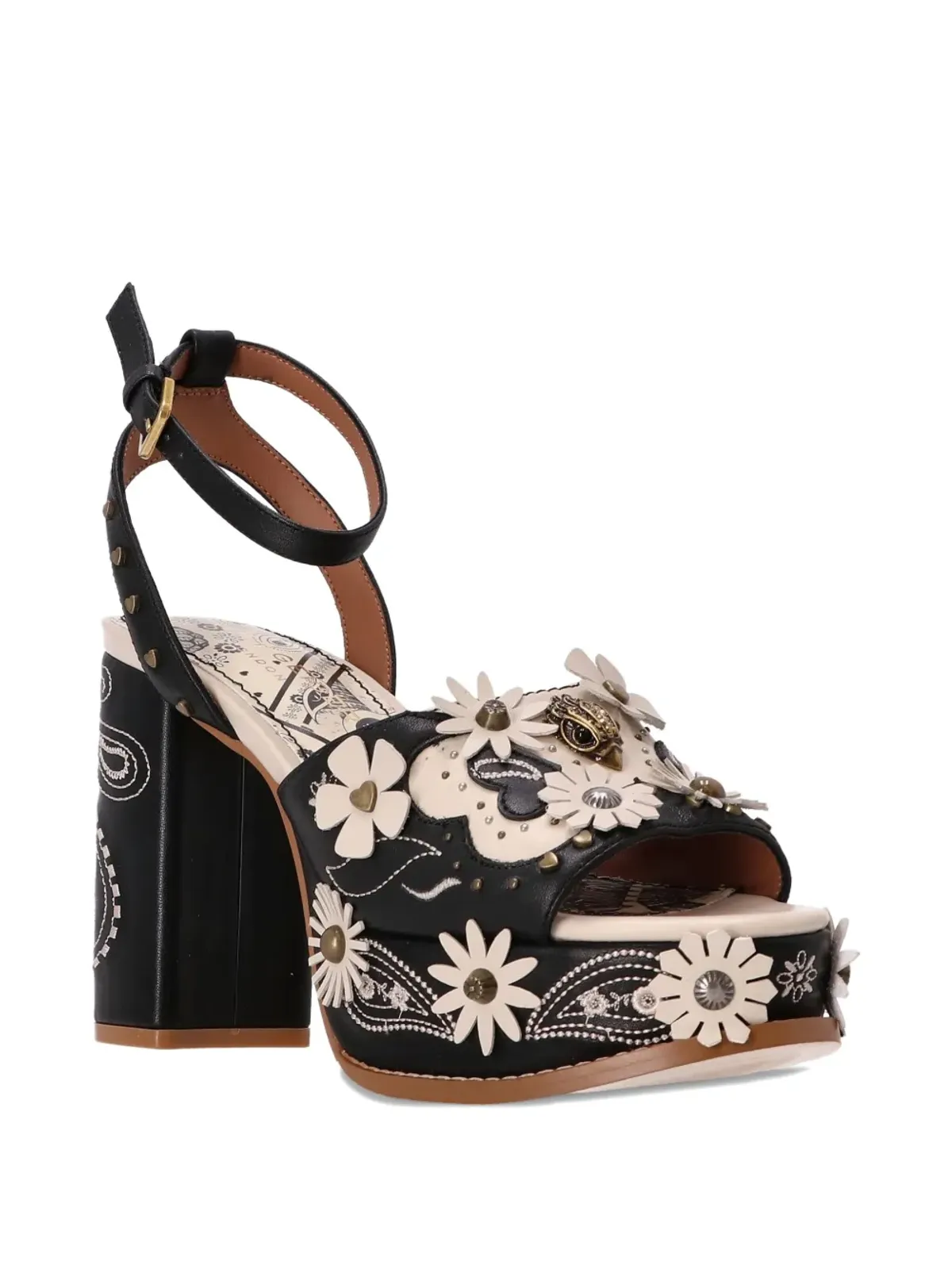 Kurt Geiger London 花モチーフウェスタン・プラットフォームサンダル - 画像2