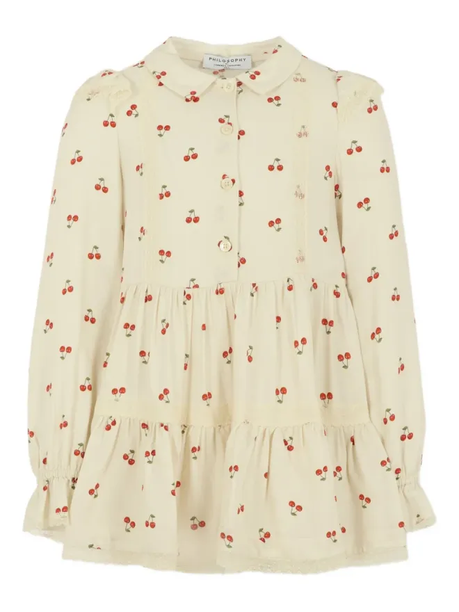 Philosophy Di Lorenzo Serafini Kids Philosophy Di Lorenzo Serafini Kids チェリープリント レーストリム ドレスの商品画像