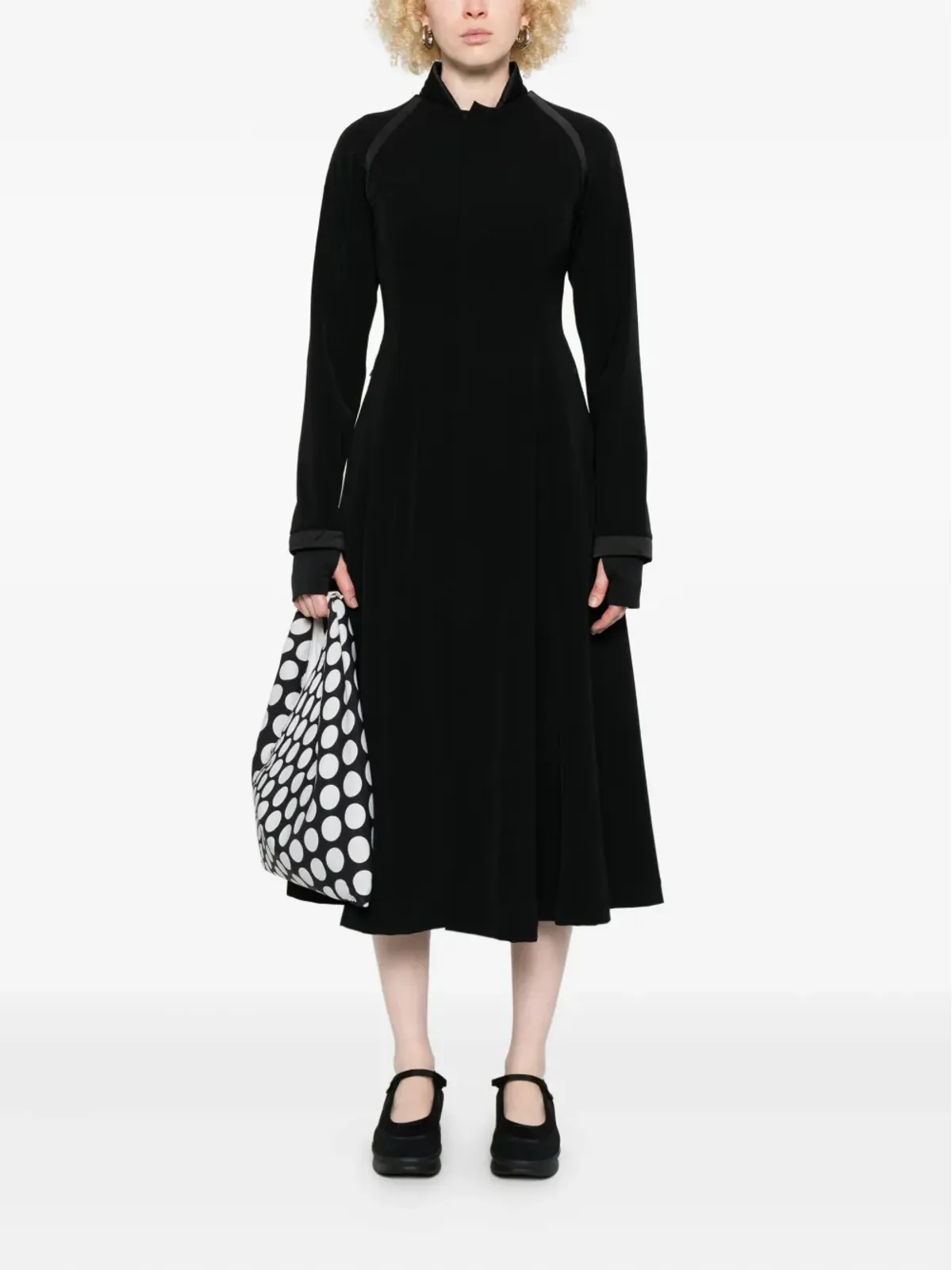 Y-3 プリーツ入りパッド入りミディドレス - ブラック - 画像2