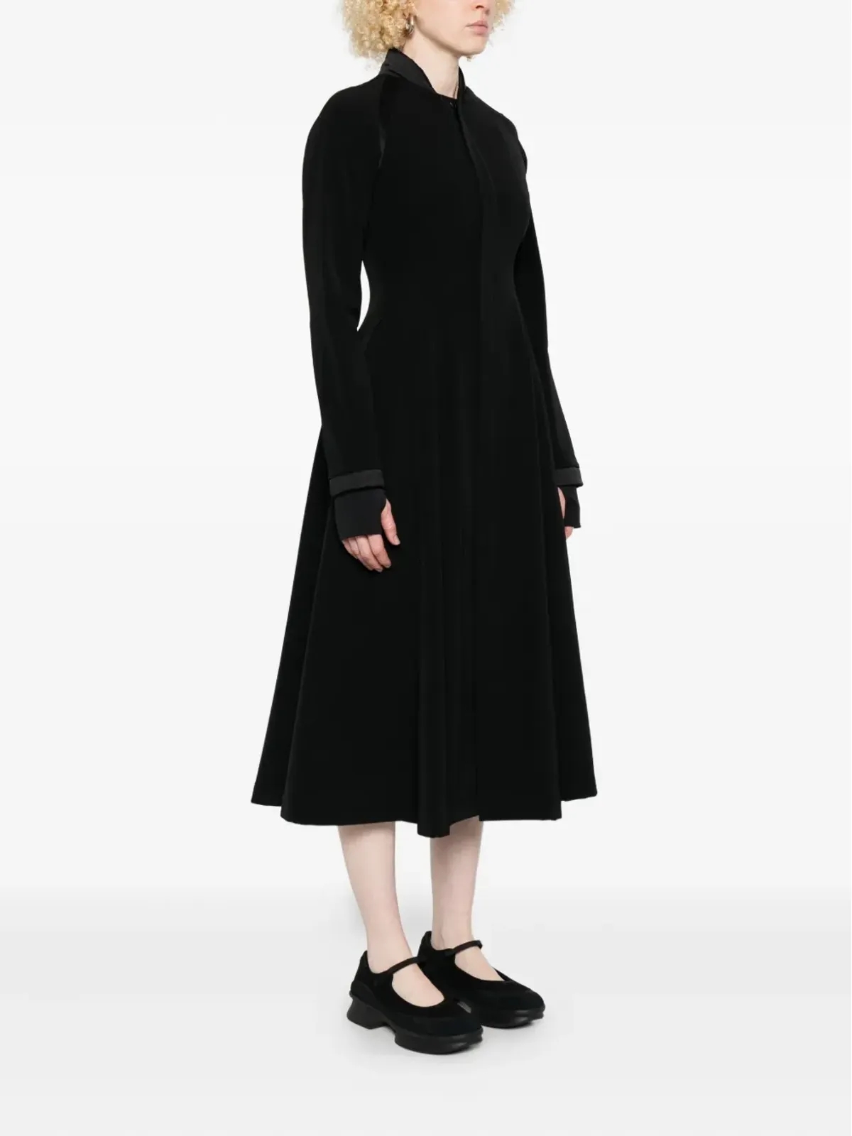 Y-3 プリーツ入りパッド入りミディドレス - ブラック - 画像3