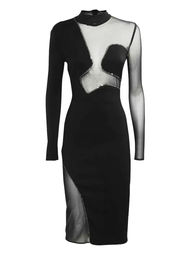 John Richmond John Richmond メッシュインサート付き装飾パーティードレスの商品画像