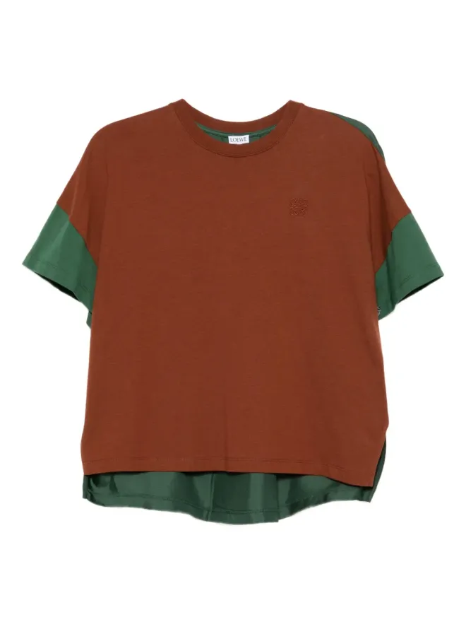 LOEWE LOEWE ロゴ入り コットンとシルク Tシャツ - ブラウンの商品画像