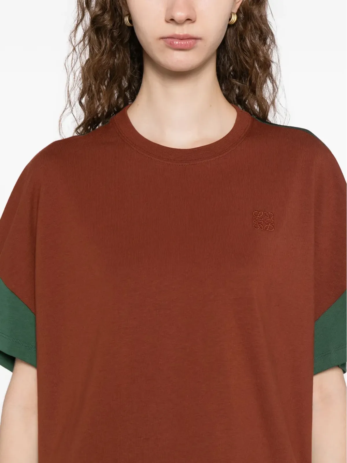 LOEWE ロゴ入り コットンとシルク Tシャツ - ブラウン - 画像5