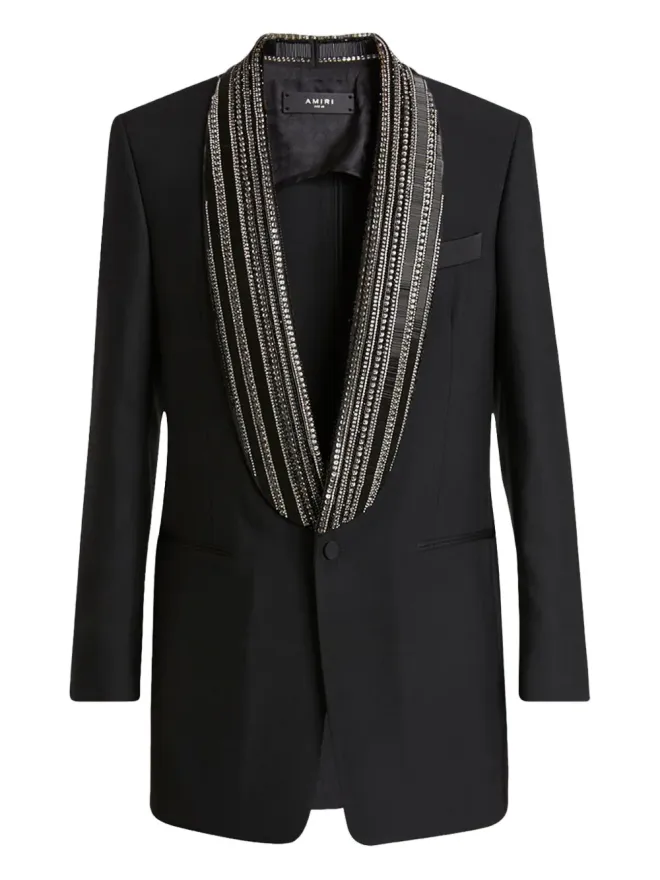 AMIRI AMIRI クリスタル装飾のショールカラー ブレザー - ブラックの商品画像