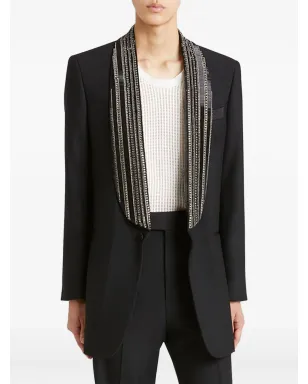 AMIRI クリスタル装飾のショールカラー ブレザー - ブラック - サムネイル3