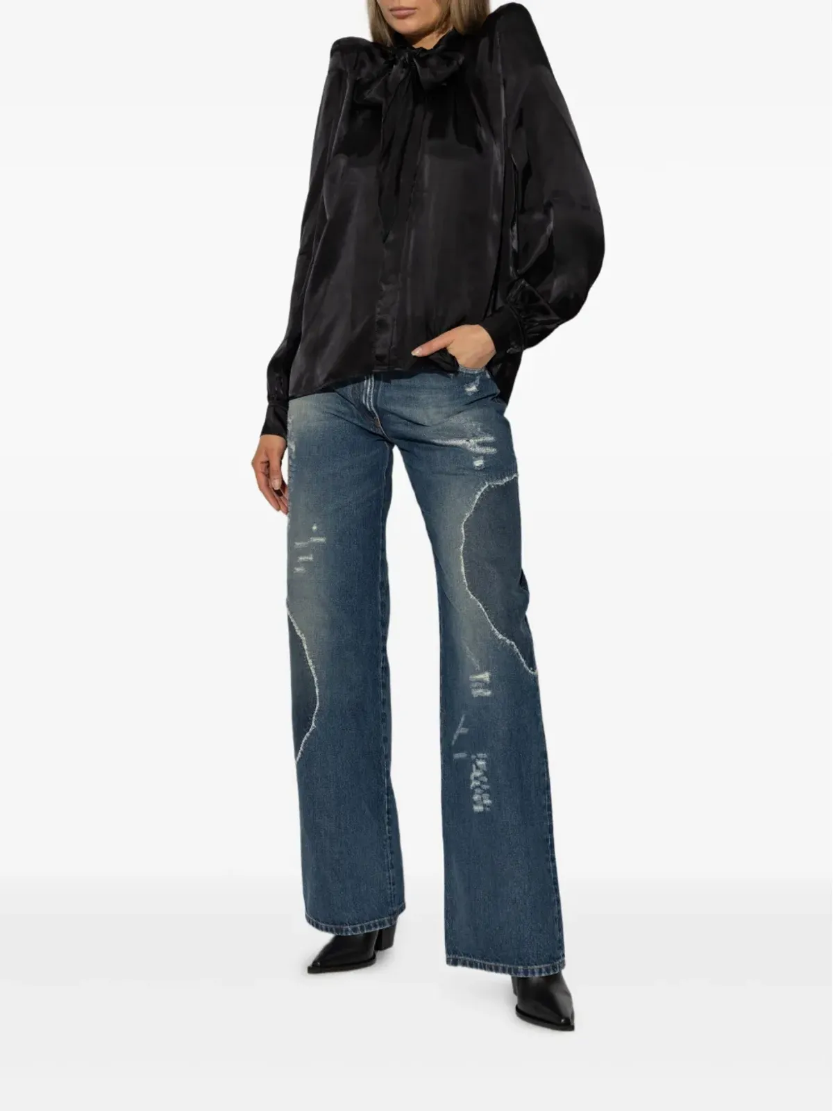 VETEMENTS shoulder-pads bow shirt - Black - 画像2