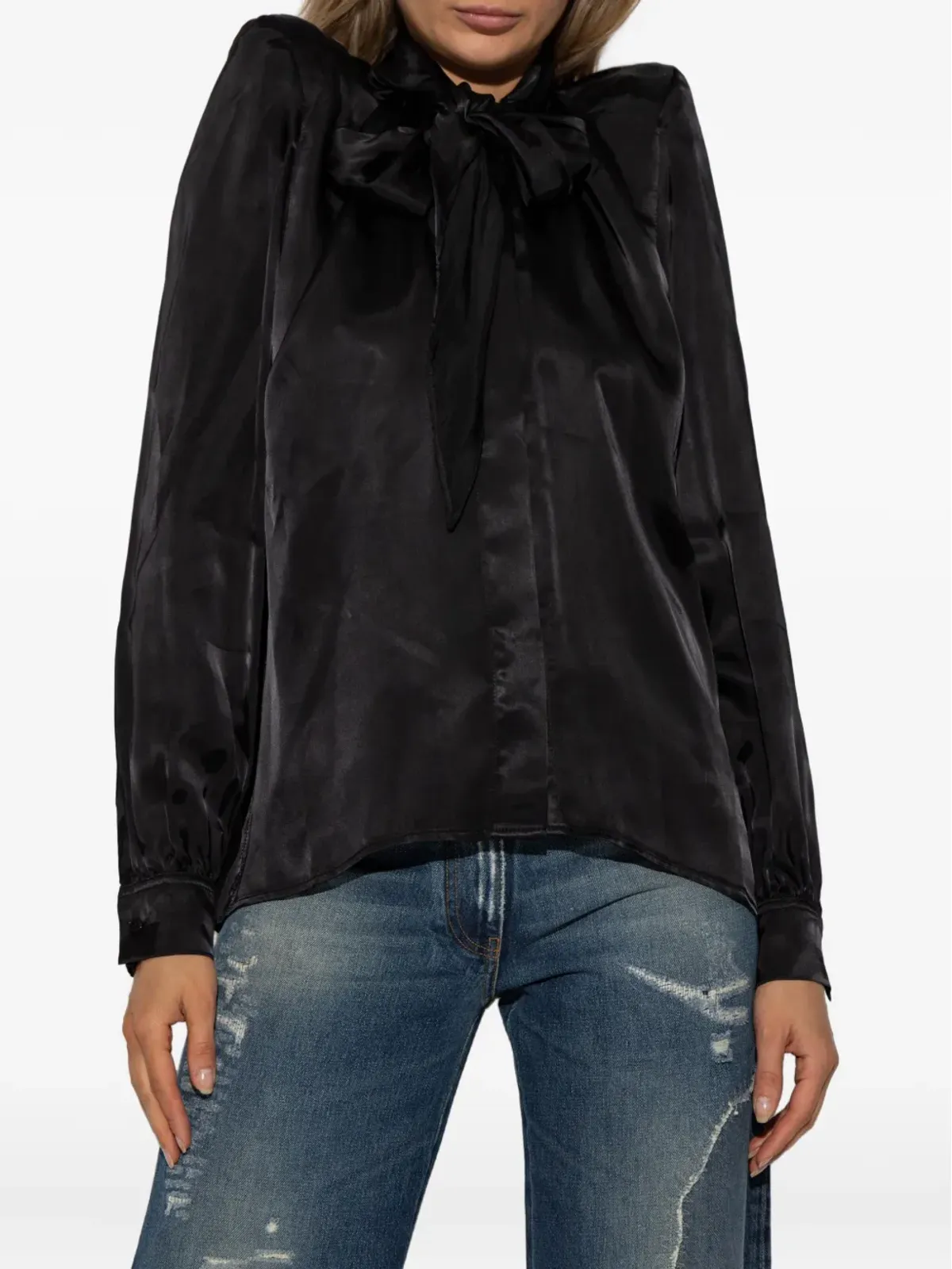 VETEMENTS shoulder-pads bow shirt - Black - 画像3