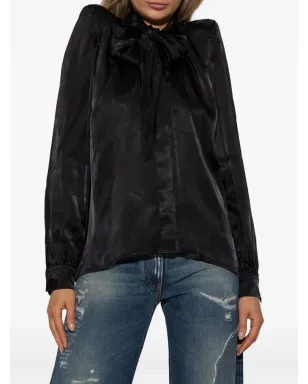 VETEMENTS shoulder-pads bow shirt - Black - サムネイル3