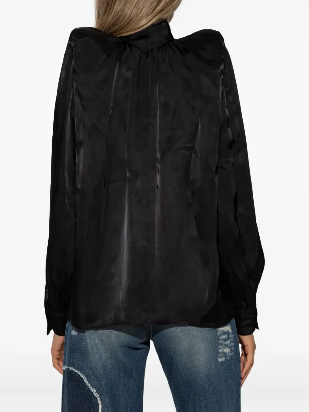 VETEMENTS shoulder-pads bow shirt - Black - 画像4