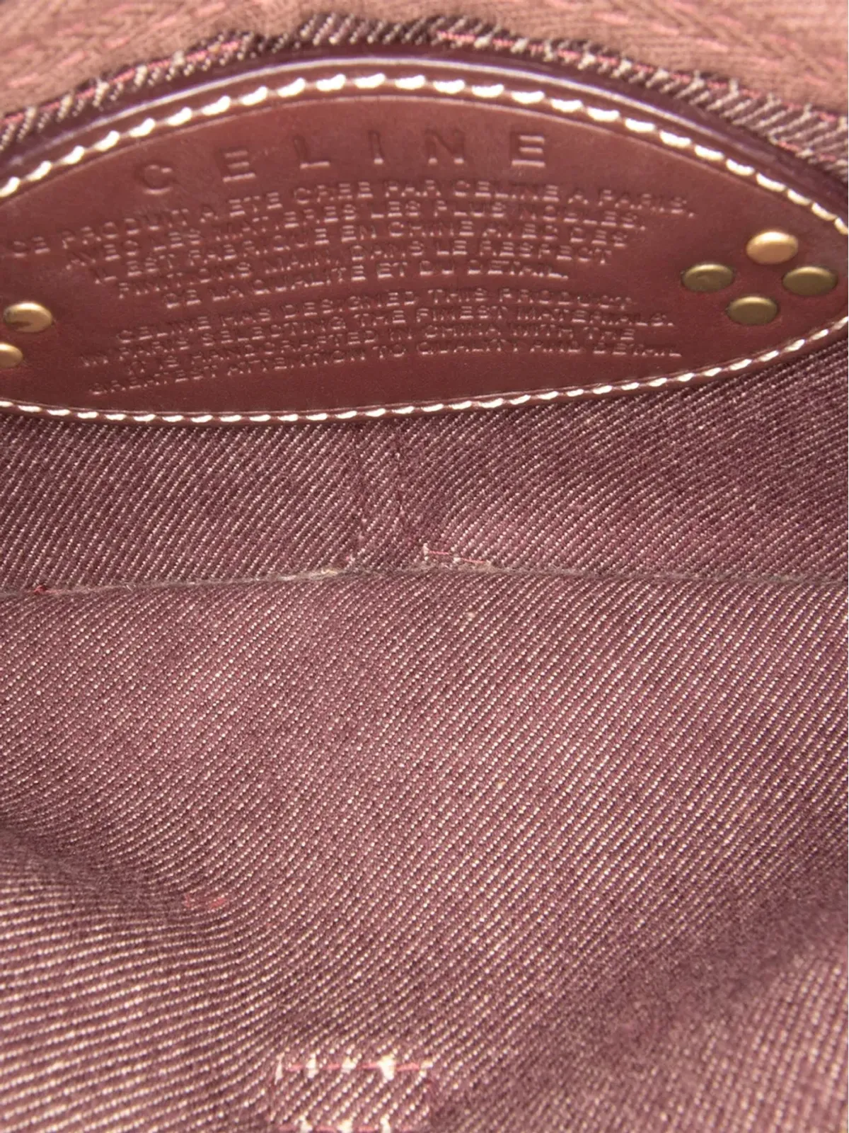 Celine Pre-Owned 20世紀マカダム デニム ダブルポケット ベルトバッグ（ブラウン） - 画像5