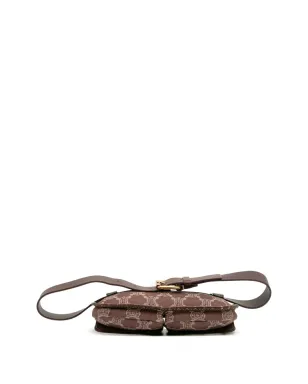Celine Pre-Owned 20世紀マカダム デニム ダブルポケット ベルトバッグ（ブラウン） - サムネイル4
