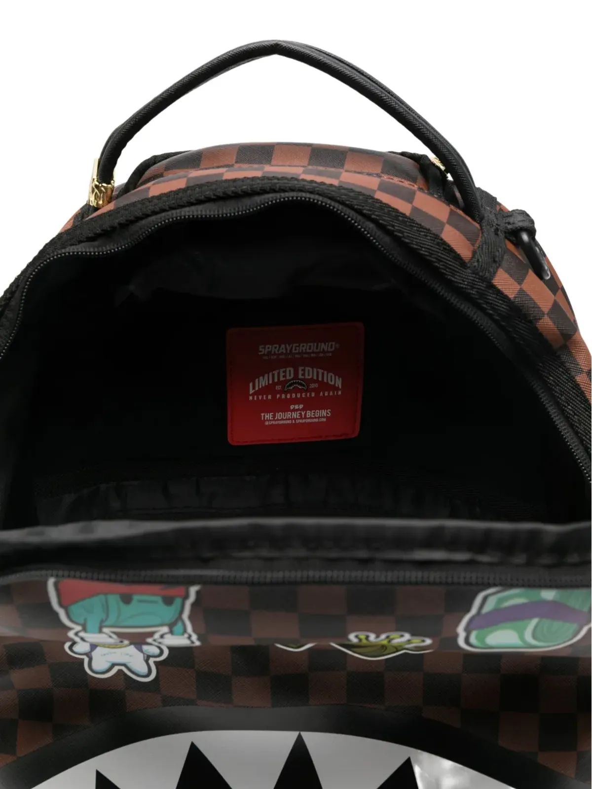 sprayground kid シャークマウス チェック柄バックパック（ブラウン） - 画像4
