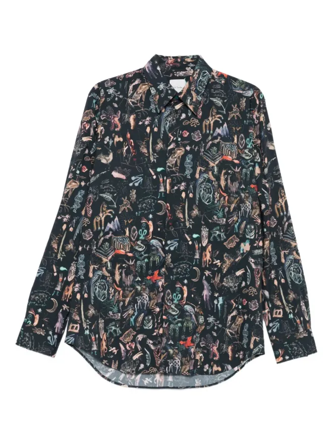Paul Smith Paul Smith アニマルプリント ロングスリーブシャツ ブルーの商品画像