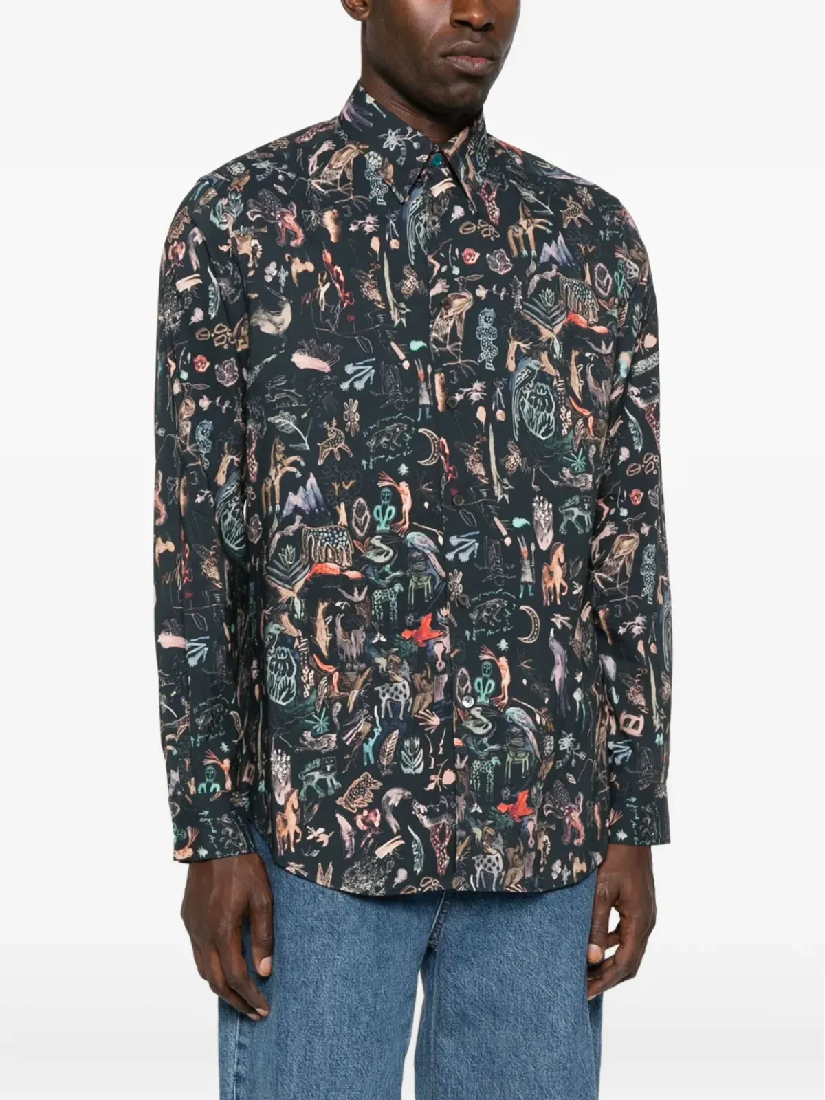 Paul Smith アニマルプリント ロングスリーブシャツ ブルー - 画像3