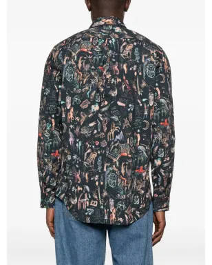 Paul Smith アニマルプリント ロングスリーブシャツ ブルー - サムネイル4