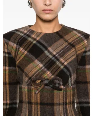 Acne Studios チェック柄リボンディテールのドレス - ブラウン - サムネイル5